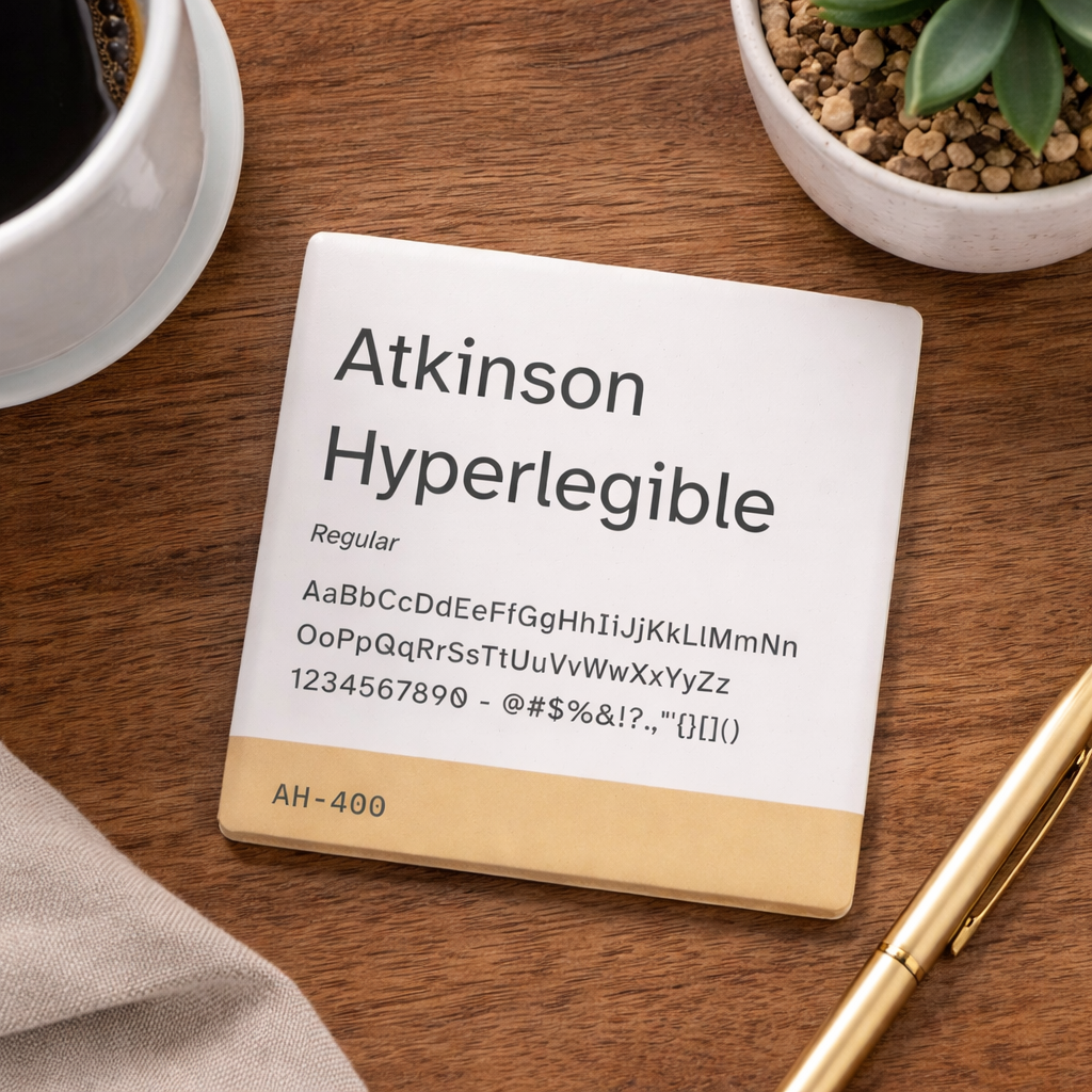 Atkinson Hyperlegible — Ceramic Coaster