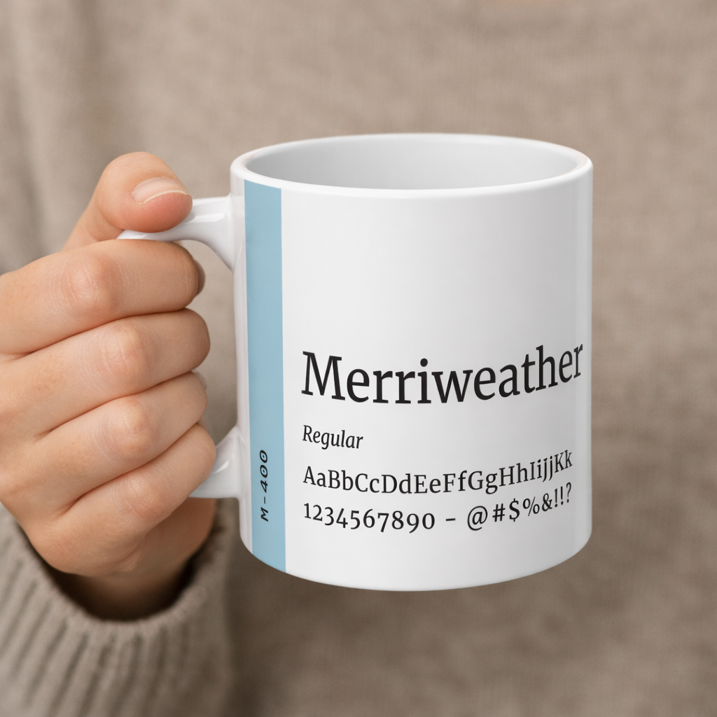 Merriweather — Font Sheet Mug